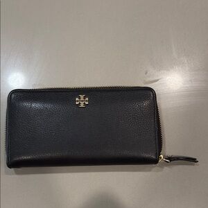 Tory Burch Black Pebbled Leather Wallet